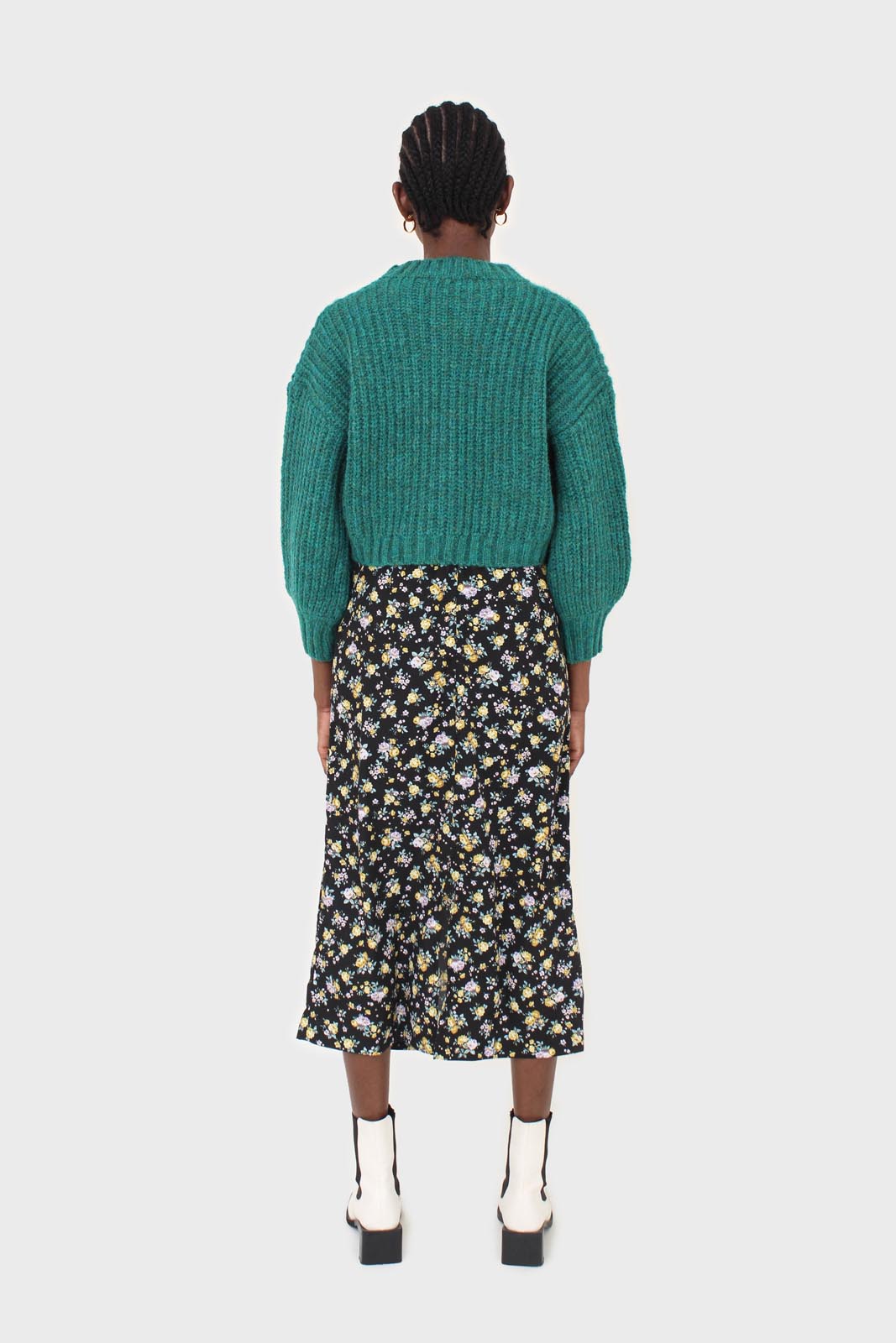 Black and mustard floral print skirt