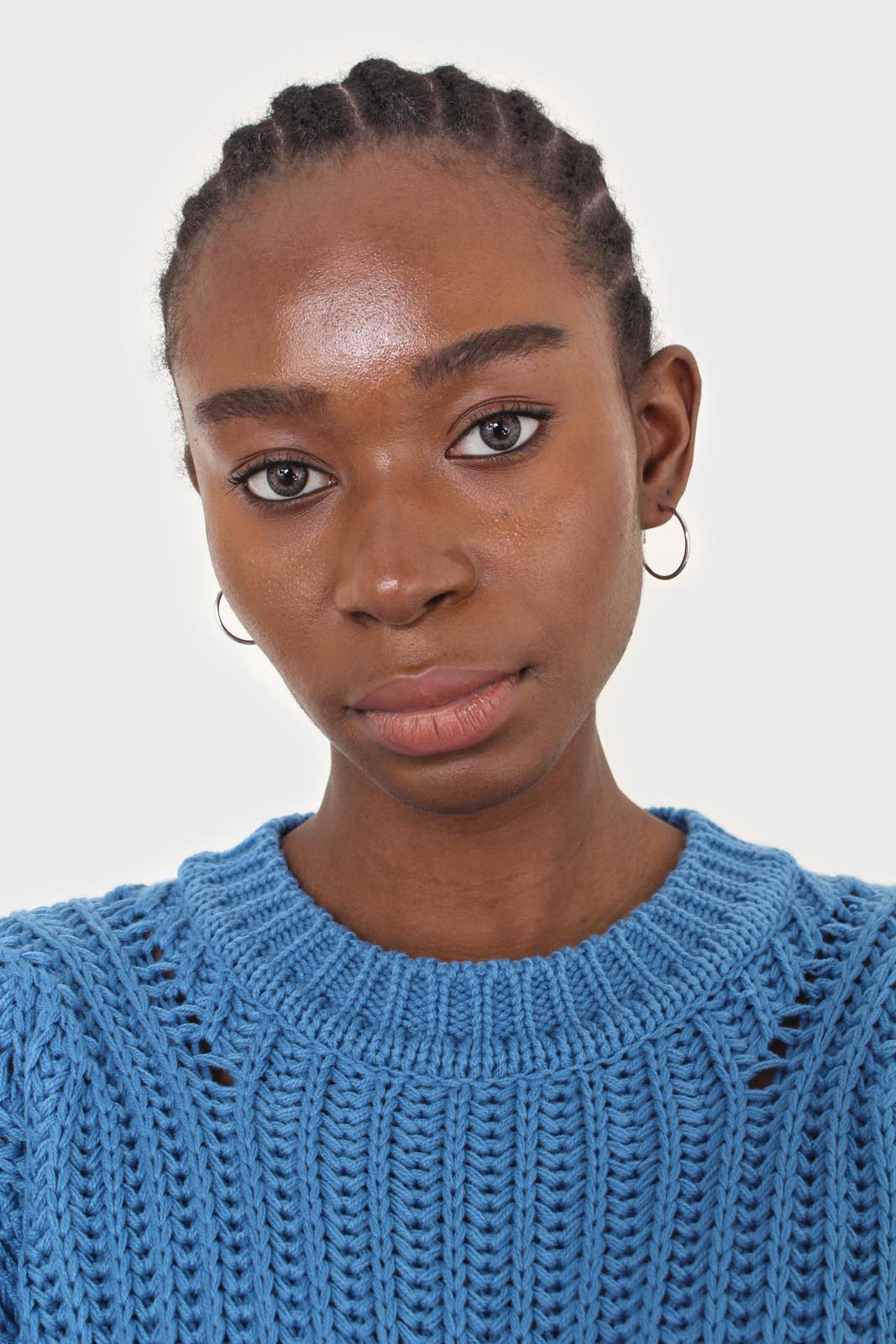 Bright blue diagonal weave loose fit jumper