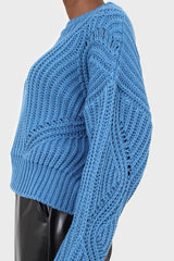 Bright blue diagonal weave loose fit jumper
