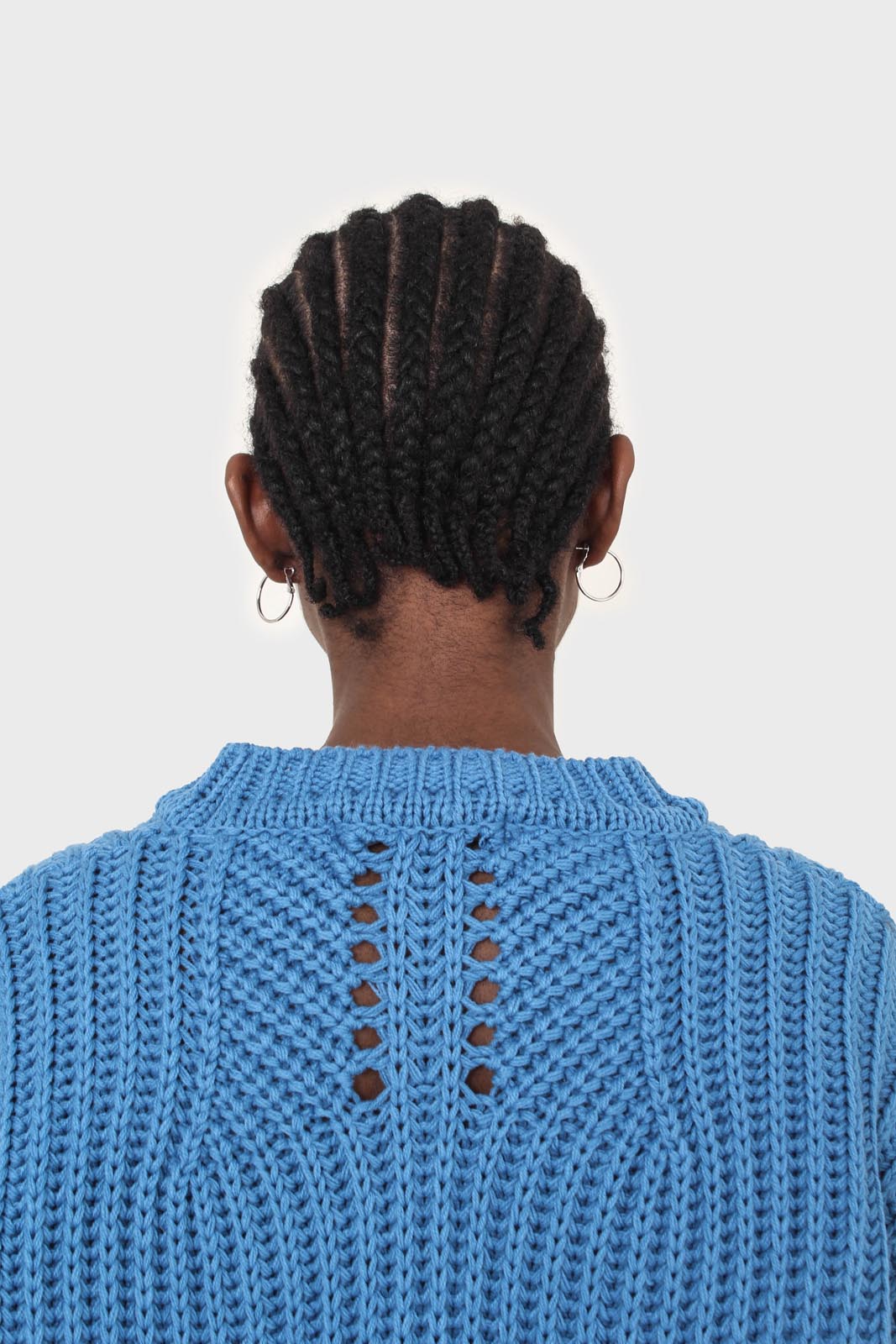 Bright blue diagonal weave loose fit jumper