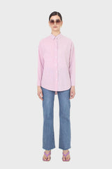 Pink and white multistripe loose fit shirt
