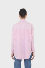 Pink and white multistripe loose fit shirt