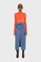 Bright orange soft jersey long sleeve top