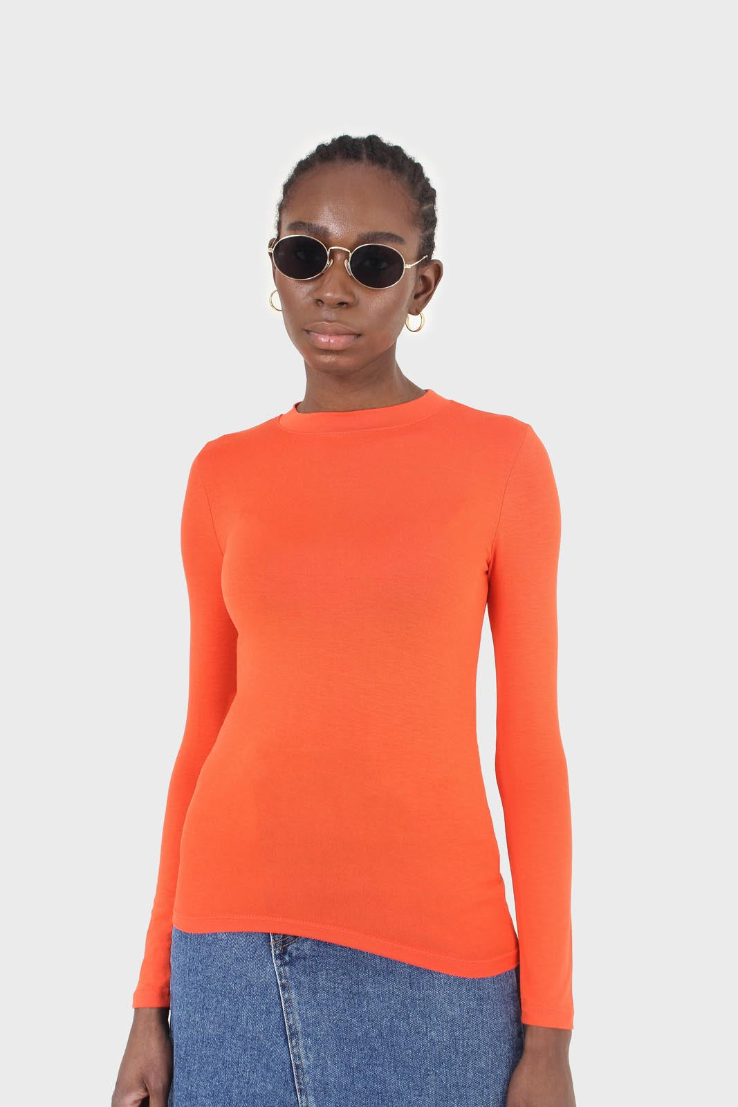 Bright orange soft jersey long sleeve top