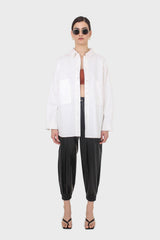 White large patch pocket oversized shirt