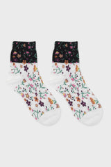 Ivory floral colourblock socks