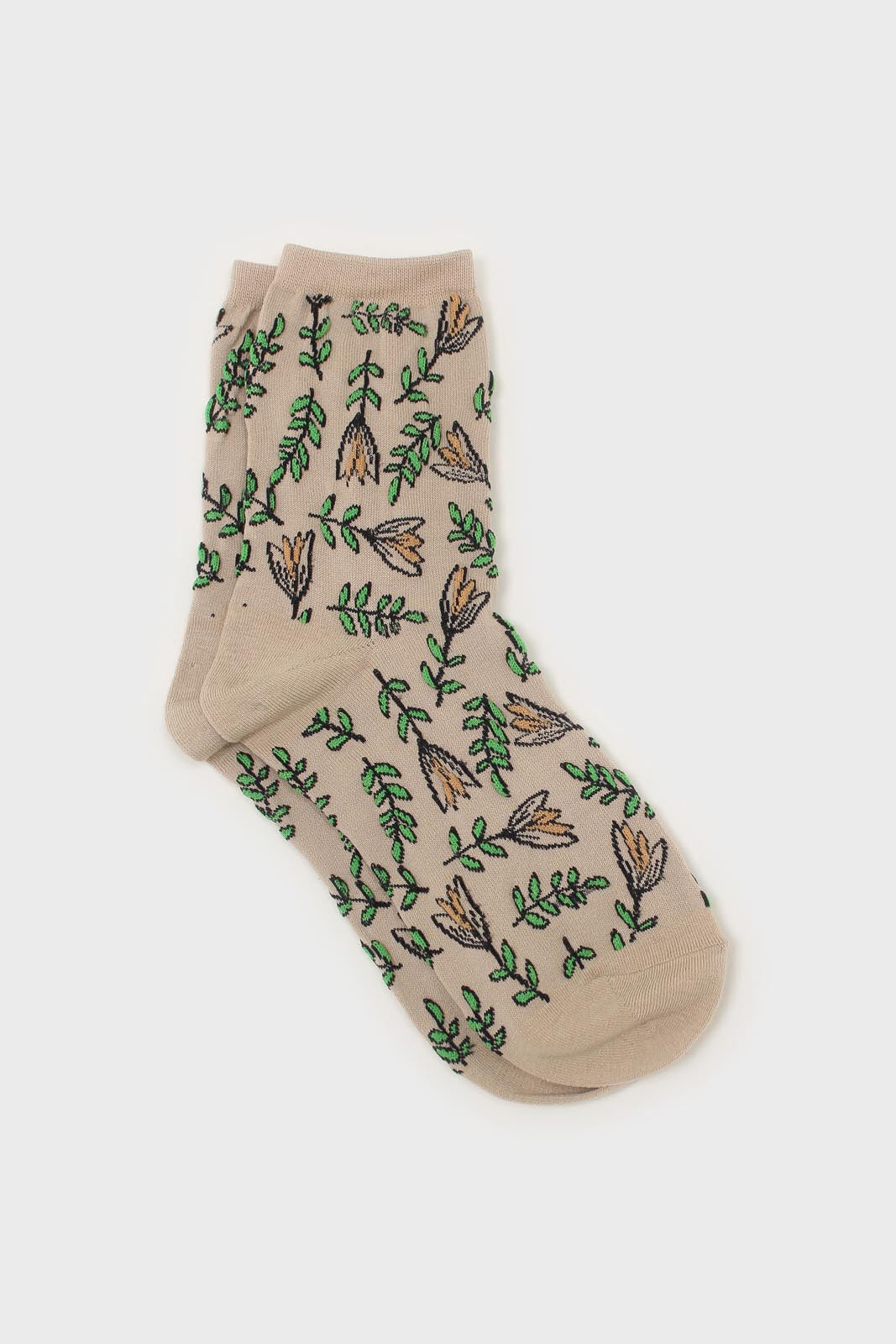 Dark beige botanical socks