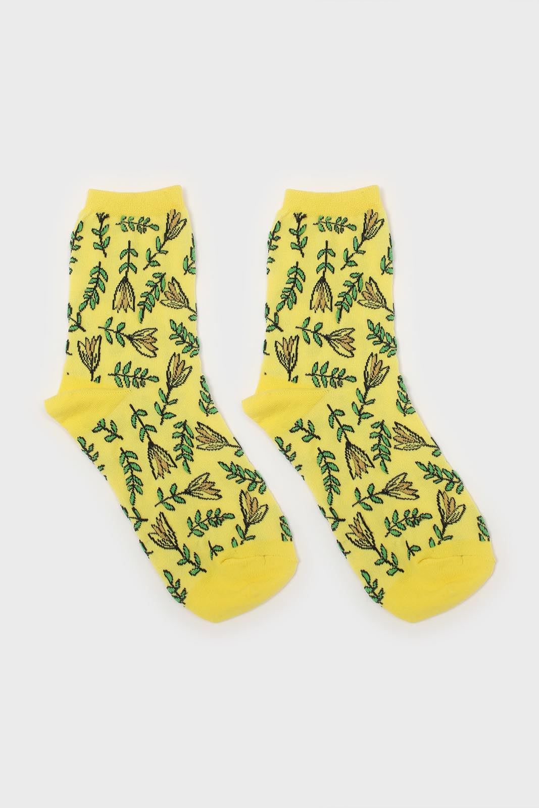 Yellow botanical socks