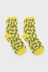 Yellow botanical socks