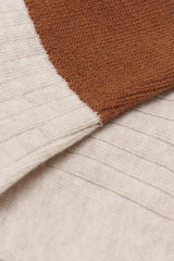 Oatmeal and brown candy colourblock socks