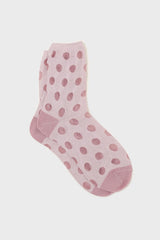 Pink metallic polka dots socks