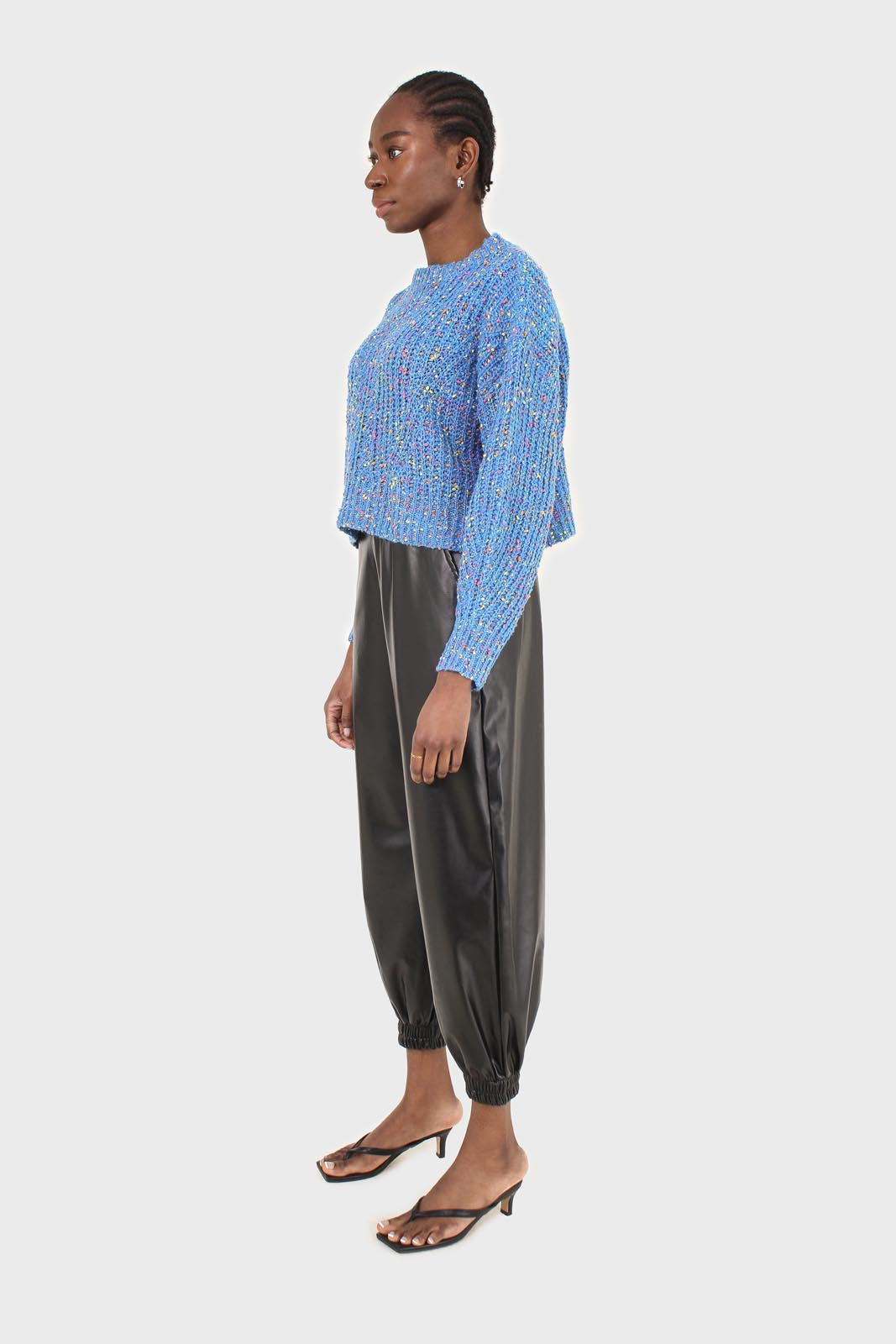 Blue rainbow fleck cropped jumper
