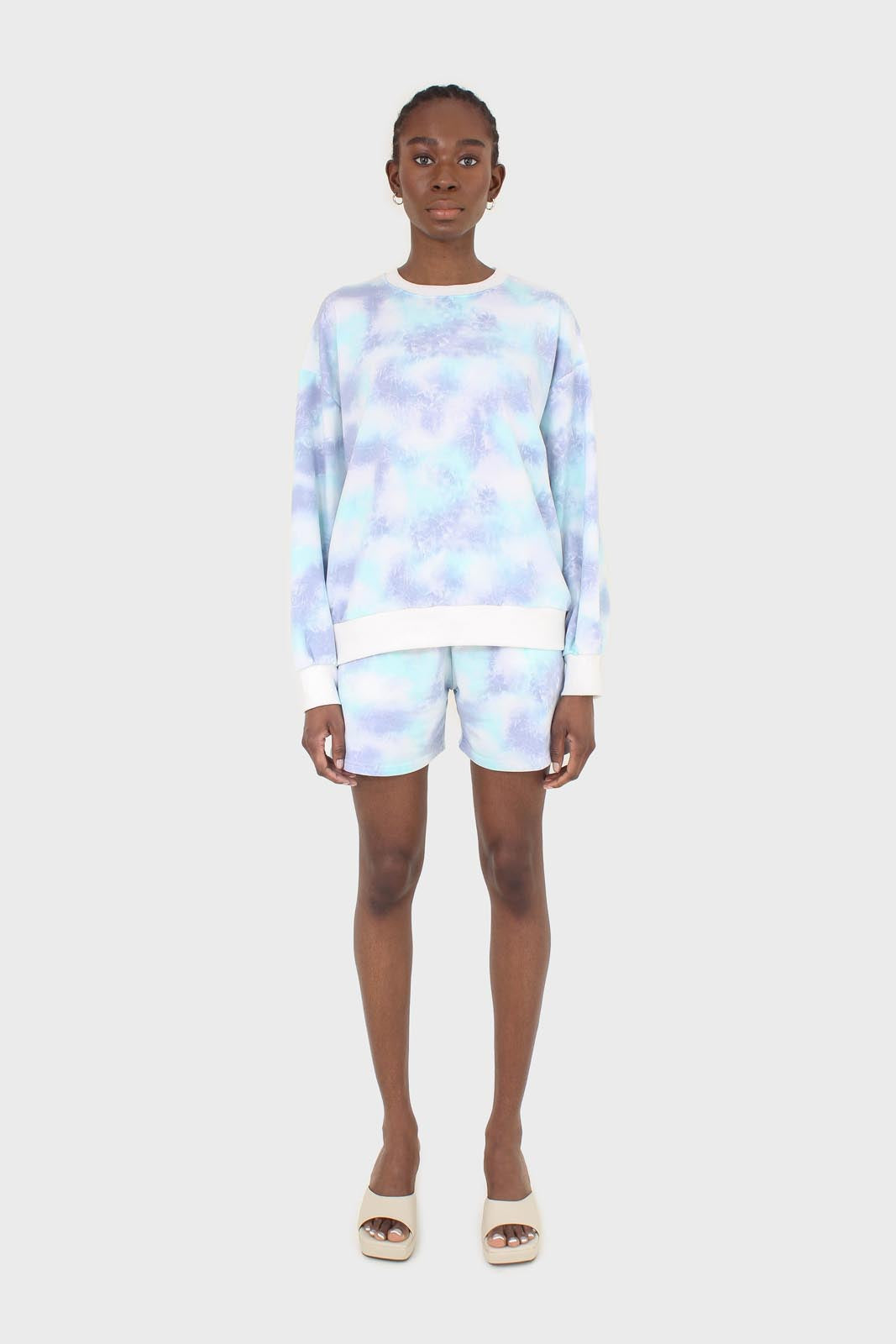 Blue and green tie dye sweatshirt