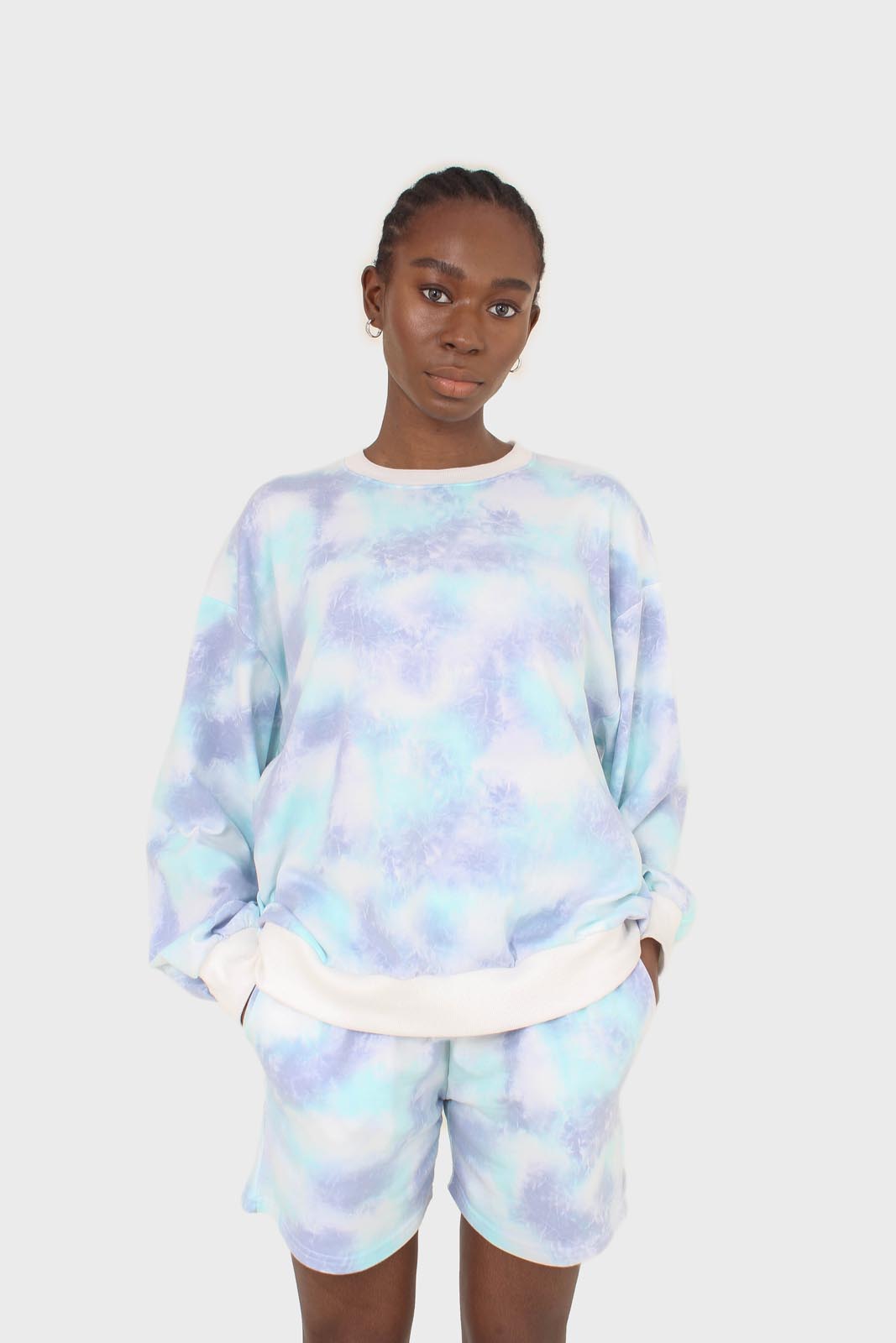 Blue and green tie dye sweatshirt