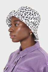 Ivory and black leopard print bucket hat