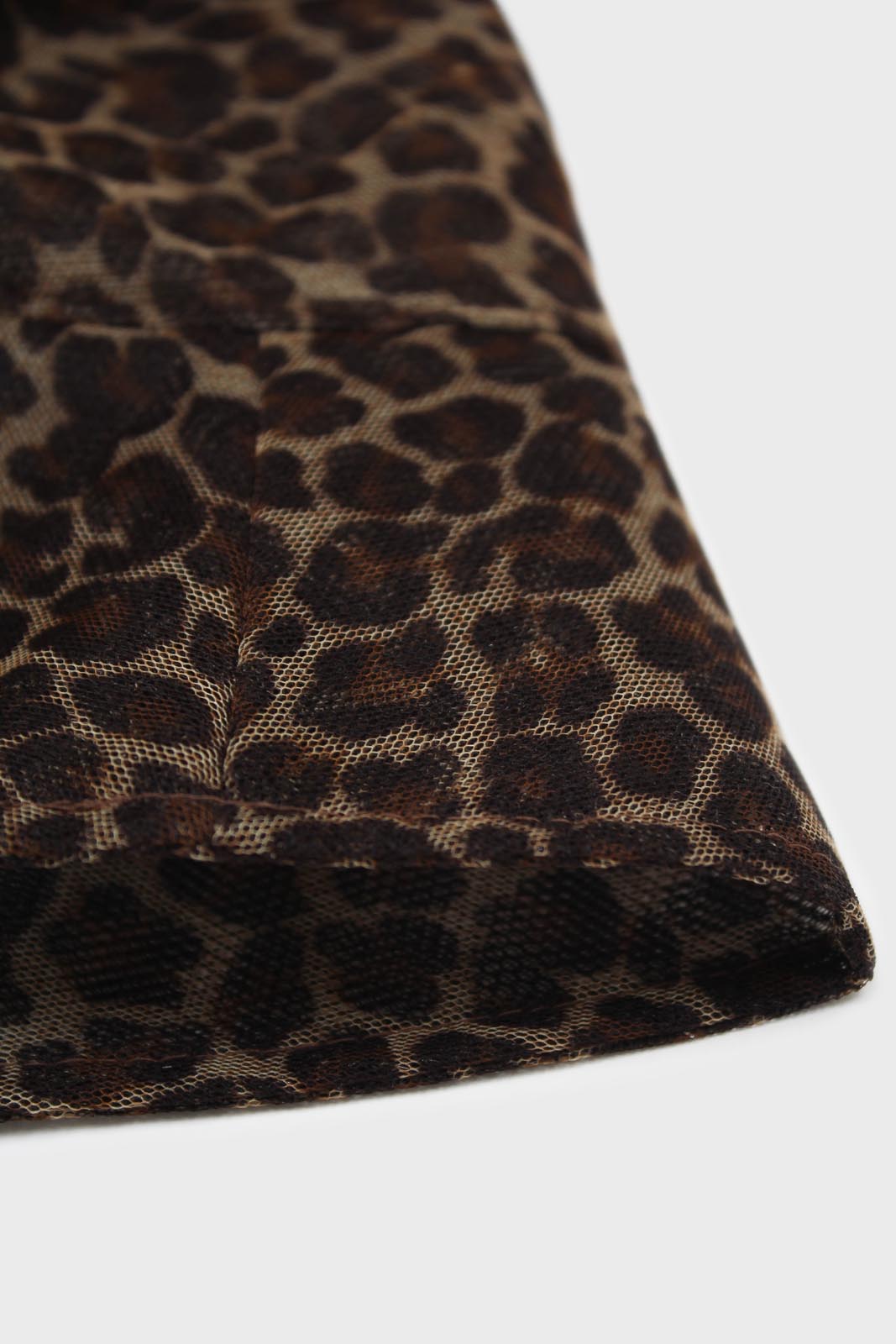Brown mesh leopard print bucket hat