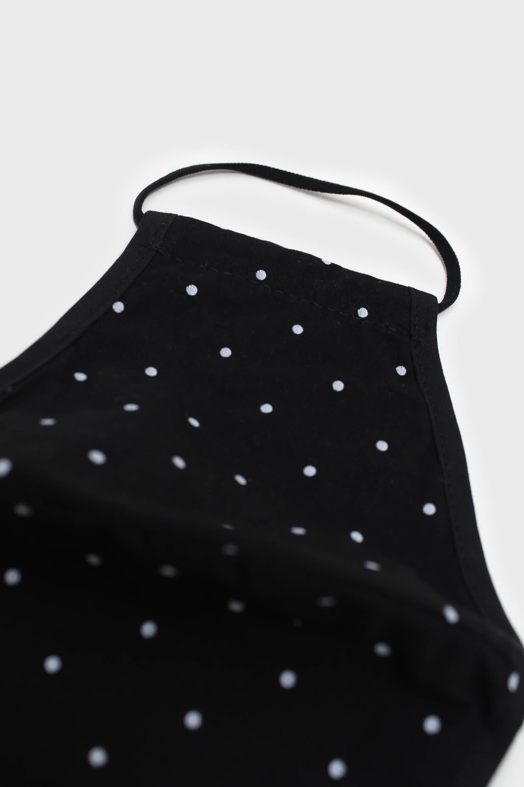 Black and white polka dot face mask