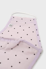 Lilac and black polka dot face mask