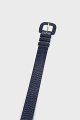 Cobalt croc-effect genuine leather belt