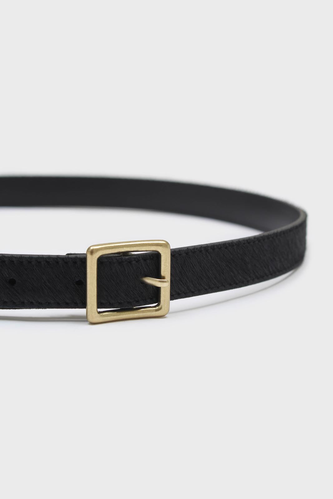 Black horsehair genuine leather thin belt