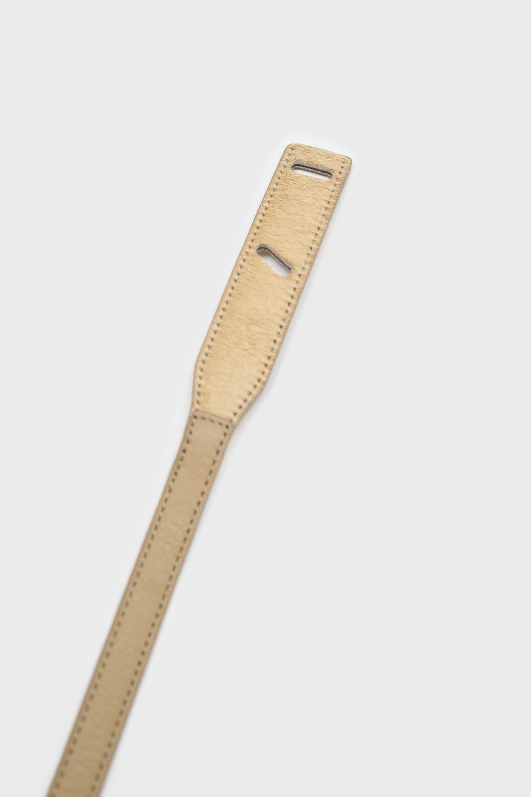 Beige genuine leather thin knot waist belt