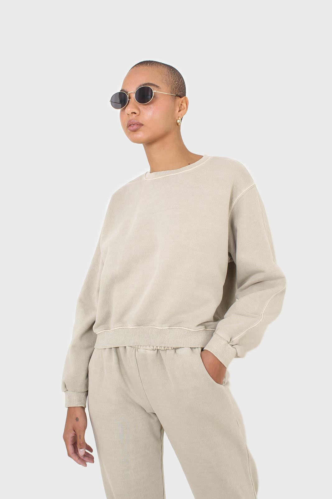 Beige pigment oversized sweatshirt