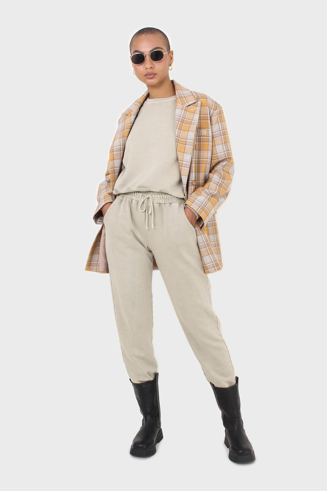 Beige pigment oversized sweatshirt