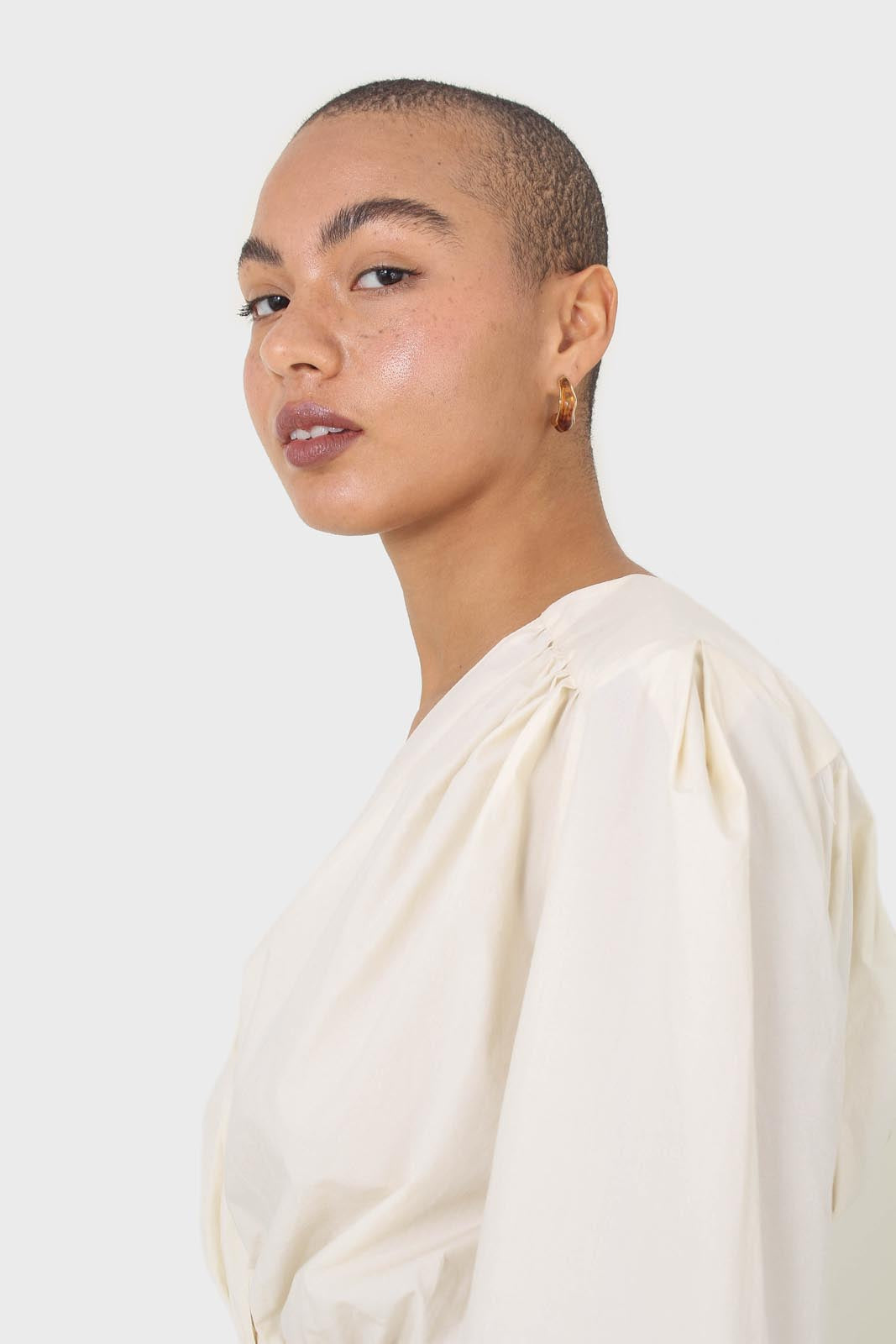 Ivory tie waist cropped blouse
