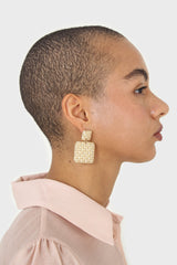 Gold woven square earrings