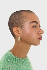 Gold and clear stud hoop earrings
