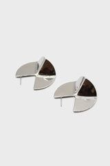 Silver folded circle earrings
