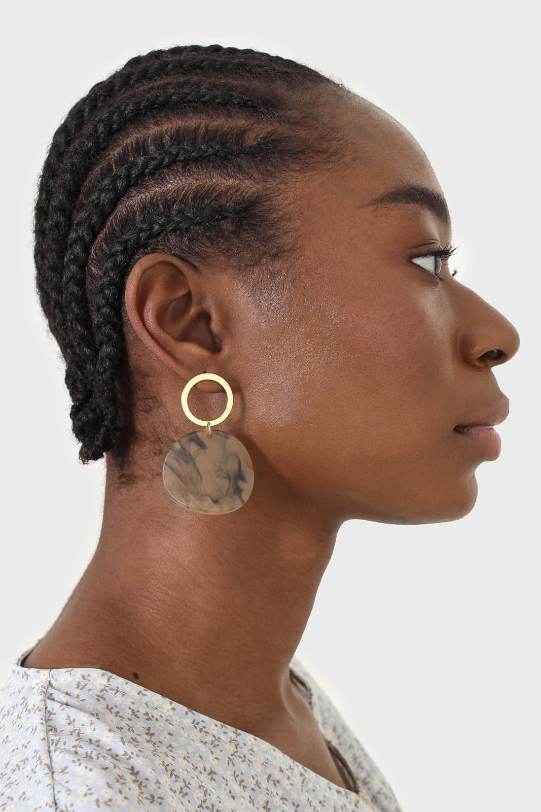 Gold and khaki circle earrings