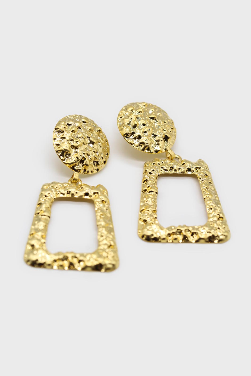 Gold irregular texture rectangle earrings