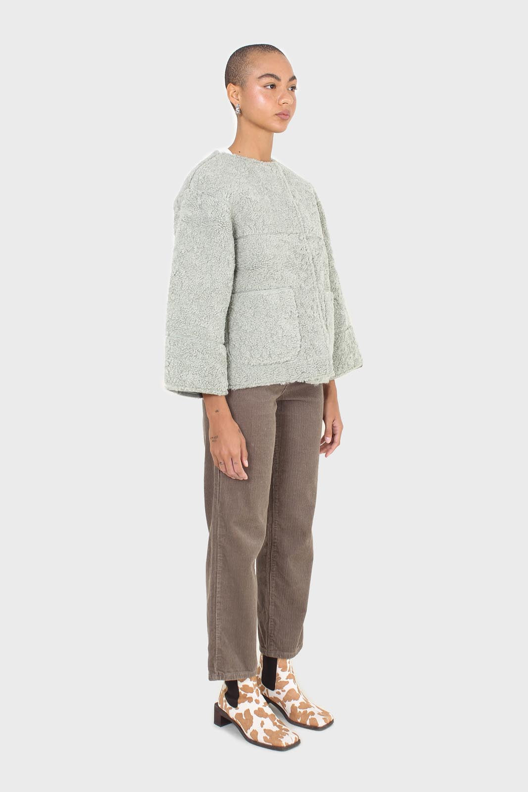 Mint oversized pocket teddy jacket