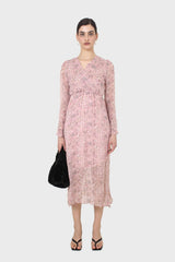 Dusty pink creased effect midi dress