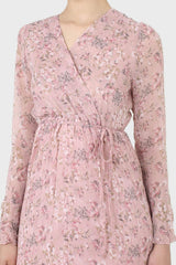 Dusty pink creased effect midi dress