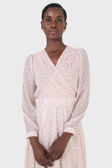 Ivory and red tiny flower print dress