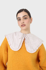 Beige and white gingham detachable collar