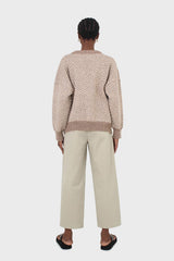 Brown and ivory herringbone jumper
