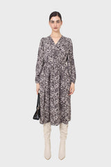 Grey and ivory dapple print maxi dress