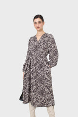 Grey and ivory dapple print maxi dress