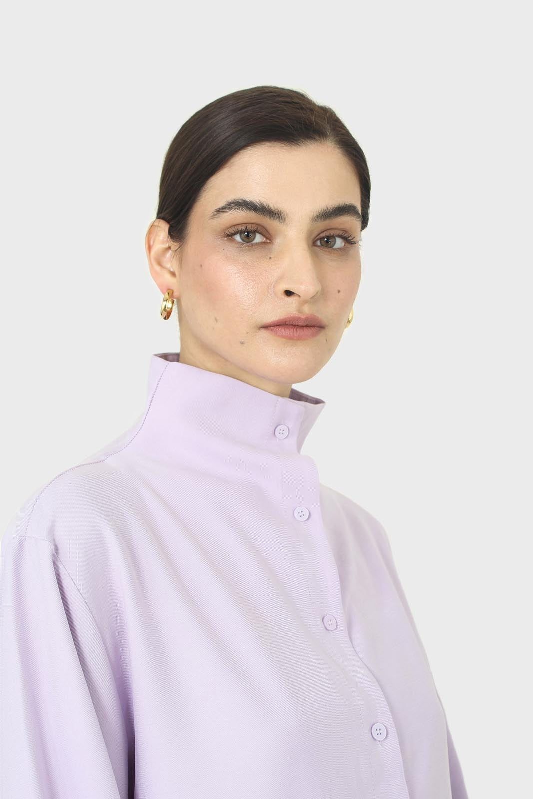 Lilac mock neck collar shirt