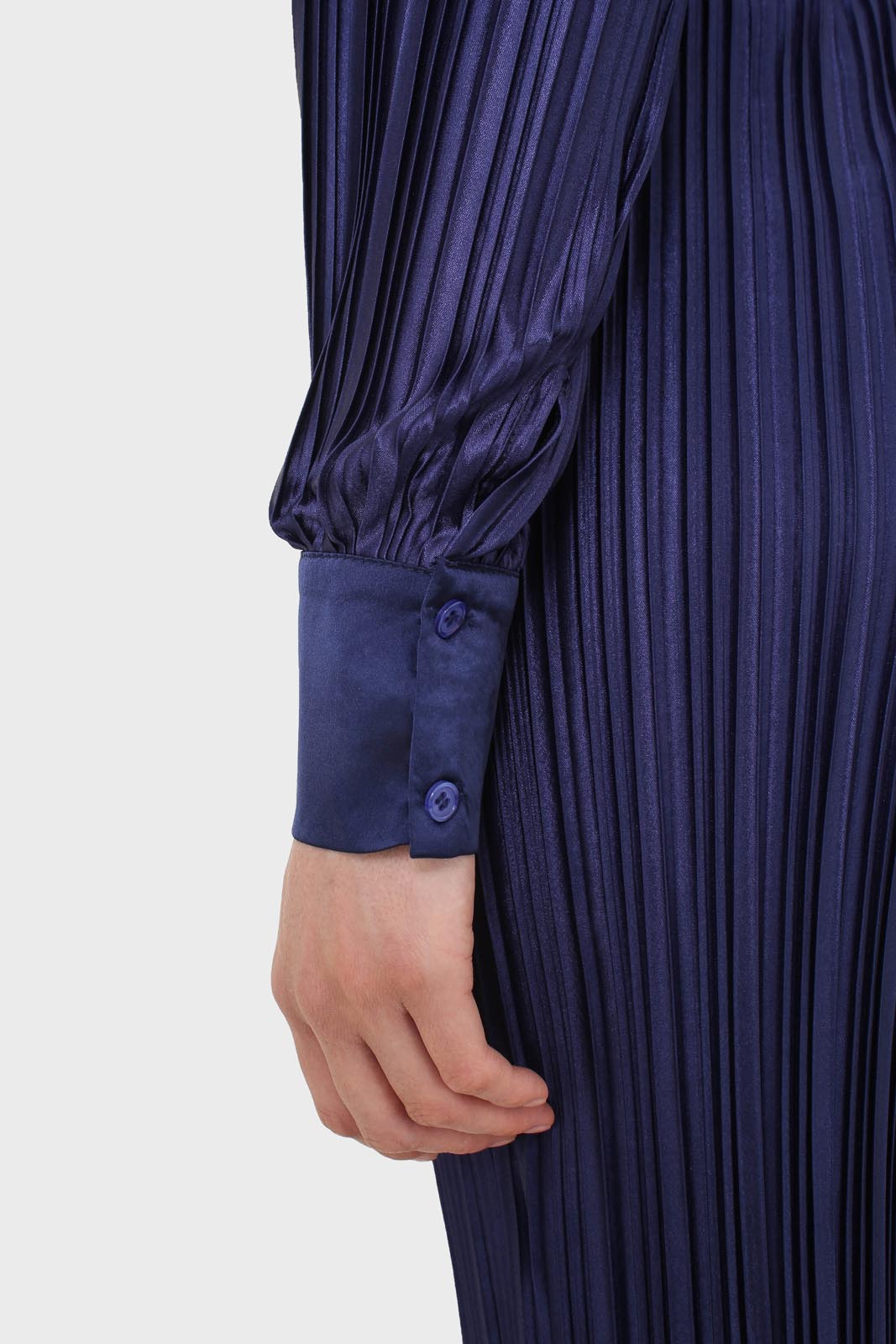 Navy micro pleat top