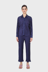 Navy micro pleat trousers