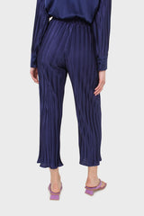 Navy micro pleat trousers