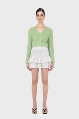 Ivory floral high rise tiered mini skirt