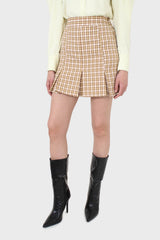Yellow and camel checked skirt