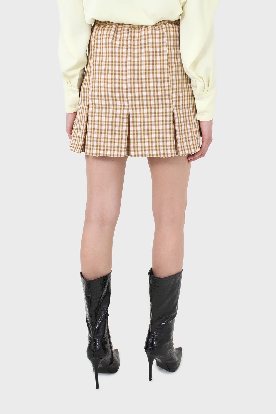 Yellow and camel checked skirt
