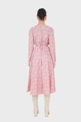 Pink and ivory floral print tie back maxi dress