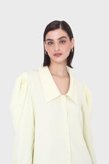 Yellow pointed collar blouse